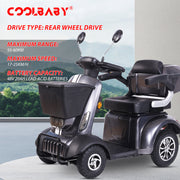 4-Wheel Electric Powered Mobility Scooter Wheelchair for Adults & Seniors - Pre-Assembled, 418lbs Capacity, 34~37 Miles Range, Up to 10.56~15.53MPH - coolbabymalls